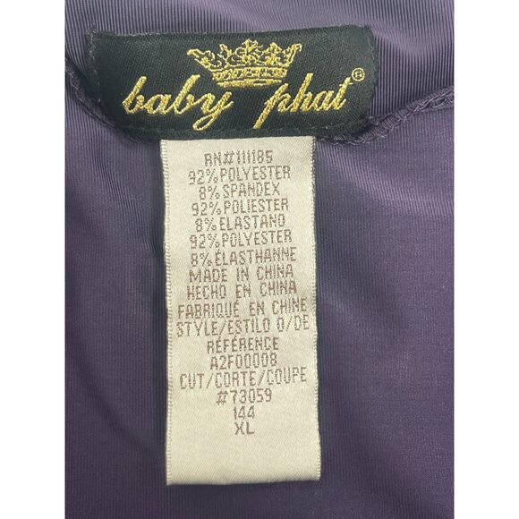 Baby Phat Y2K Drop Waist Purple Jumpsuit Size XL Wide Leg Draped Cowl Neck Long - Picture 7 of 12